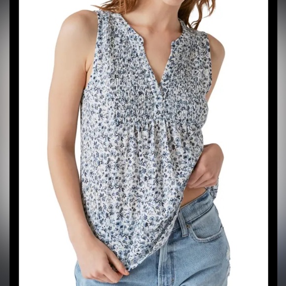 Lucky Brand Floral Split Neck Tank - Picture 1 of 3